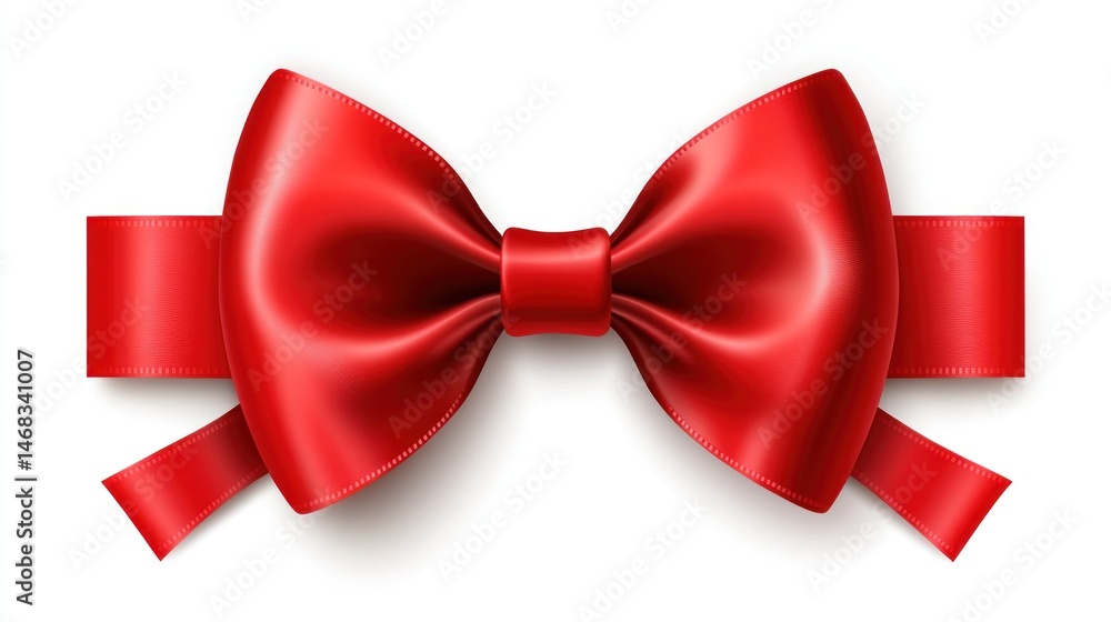 Red satin gift bow with ribbon Red satin gift bow with ribbon