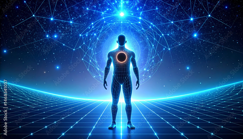 Fototapeta premium Exploring human consciousness digital universe artistic visual futuristic abstract perspective