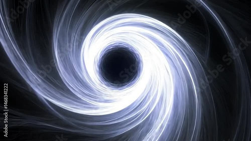 Abstract fractal black hole vortex, spiraling into darkness with radiant energy