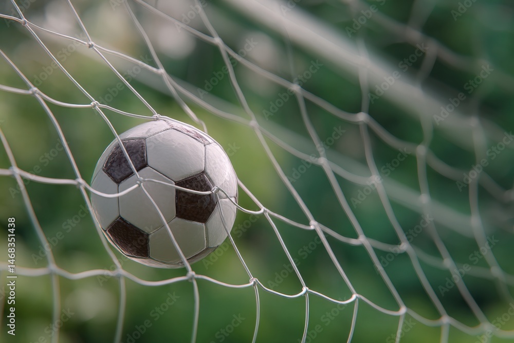 Naklejka premium A soccer ball in the net, a goal!