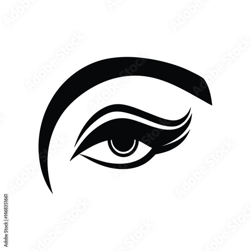 Elegant black and white eye illustration depicting beauty and femininity perfect for cosmetics and fashion branding