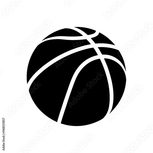A minimalist design of a classic basketball with bold contrasting colors