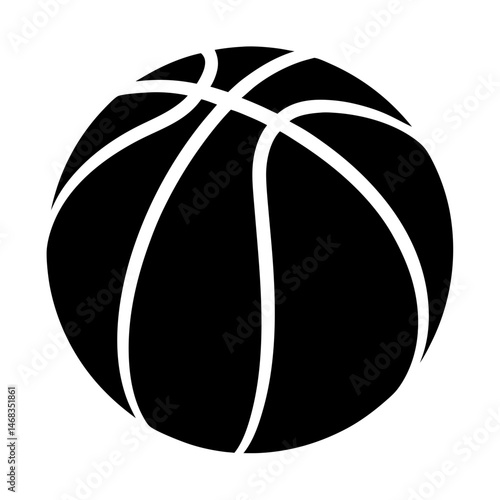 Bold basketball in black and white representing teamwork and sportsmanship, graphic element