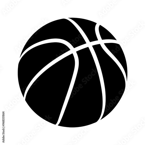 A Black and White Basketball Icon with Classic Seam Patterns Design
