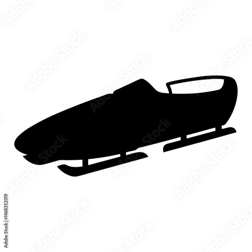 Silhouette of a bobsled racing downhill, a fast and thrilling winter sport