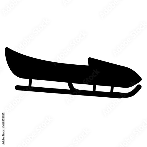 Black silhouette of a bobsled, winter sports equipment illustration