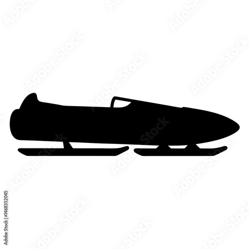 Silhouette of a bobsleigh, equipment used in winter sliding sports, on white background