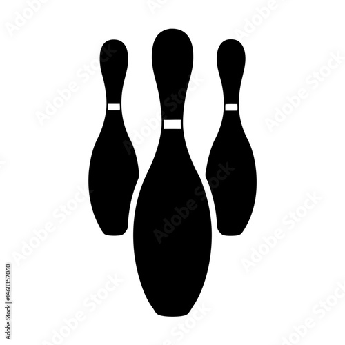 Three bowling pins standing in a triangle formation ready to be knocked down