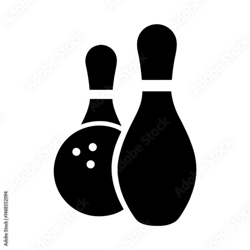 Vector image of bowling ball striking and knocking over a pin