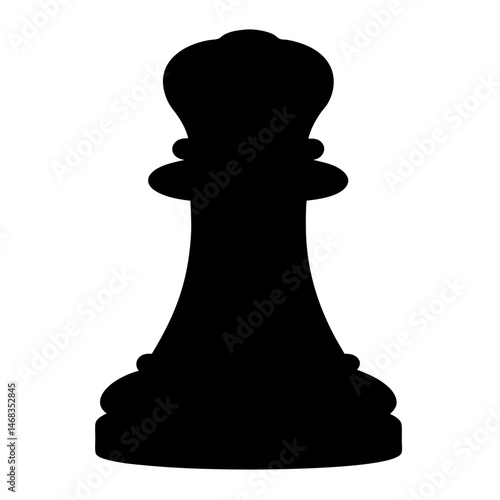 Detailed Black Silhouette of a Chess Queen Piece on a White Background