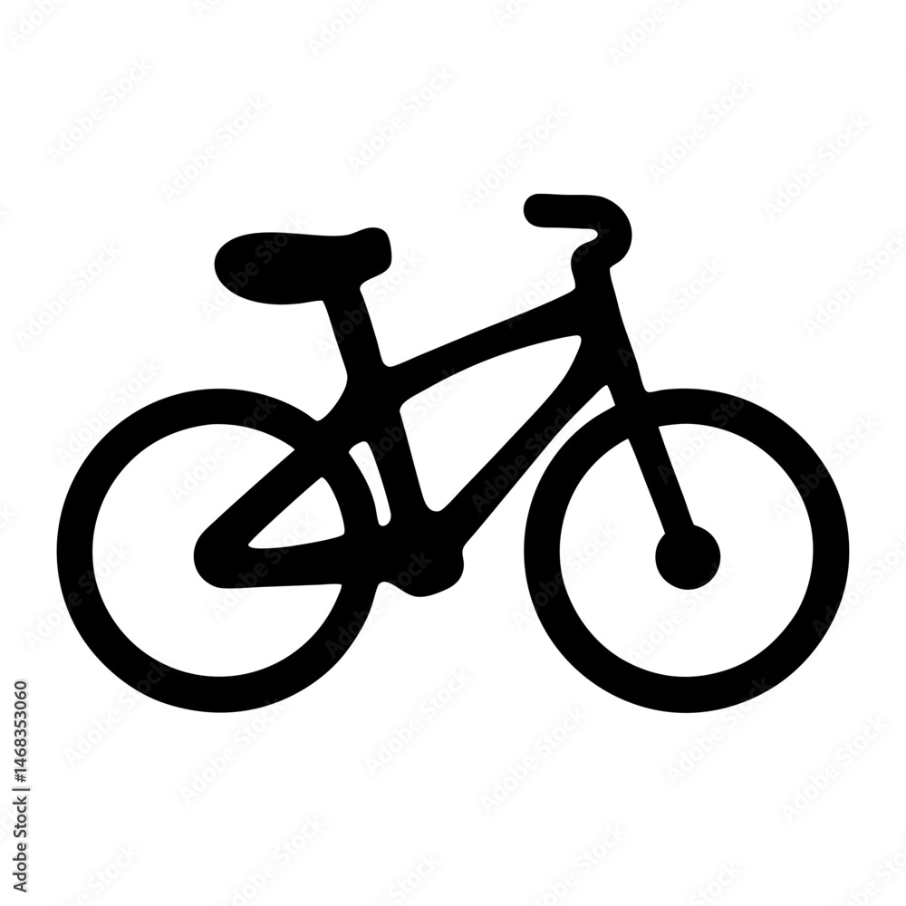Simple black bicycle icon with a clear outline on a white background Simple black bicycle icon with a clear outline on a white background