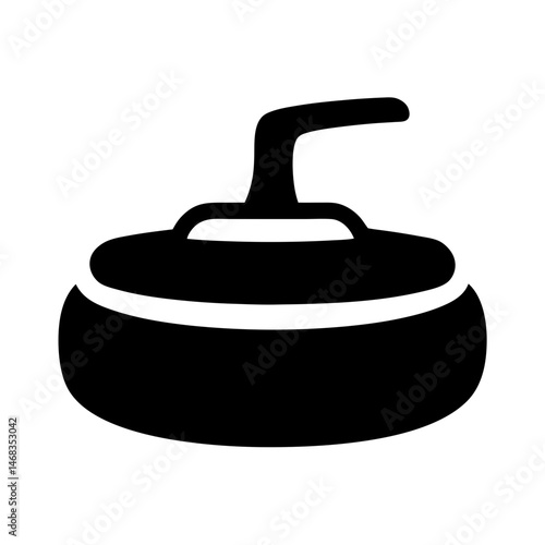 Black and white image of a curling stone for winter sports game