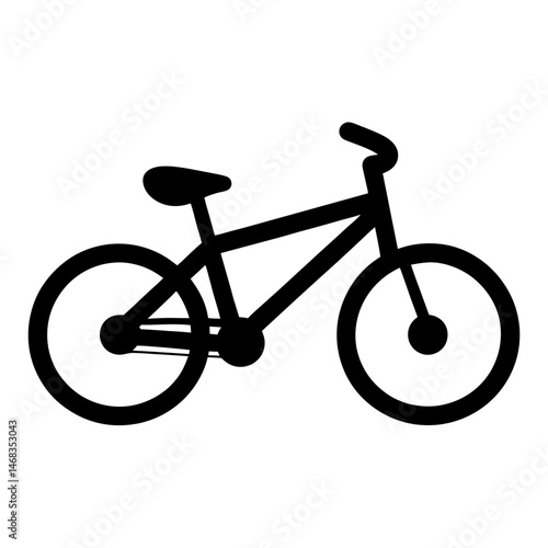 A simple black and white bicycle icon with rounded components design