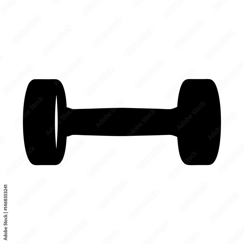 Simple black dumbbell isolated on white background for weight training fitness Simple black dumbbell isolated on white background for weight training fitness