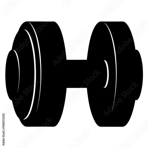 Silhouette image of a dumbbell for exercise and strength training workout
