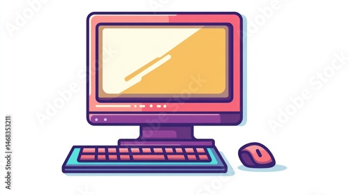 Retro desktop computer illustration