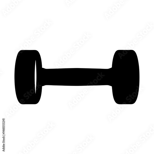 Simple black dumbbell isolated on white background for weight training fitness