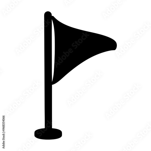 Simple Golf Flag Icon in Black and White Minimalist Style Illustration