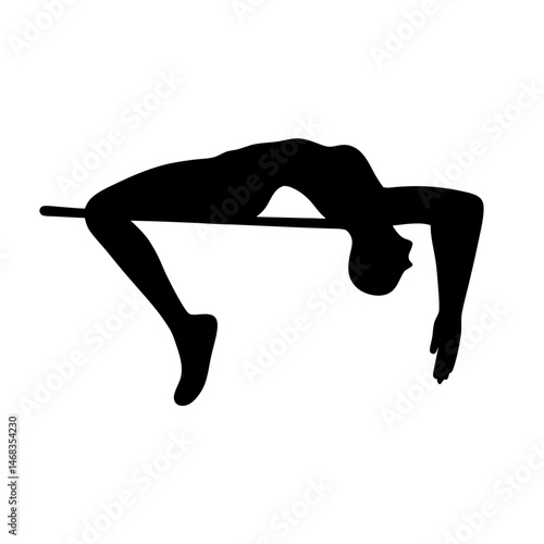 Silhouette of a high jumper athlete clearing the bar with impressive form