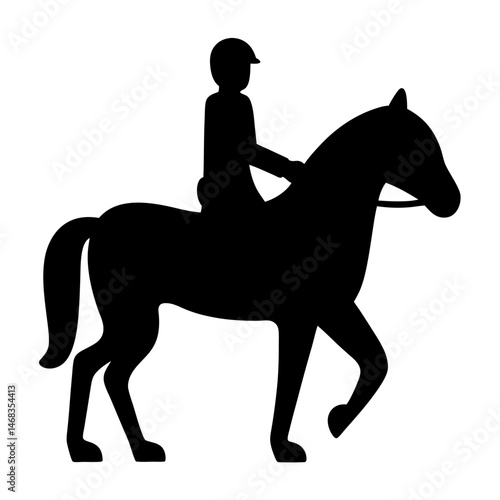 Silhouette of a horseback rider and horse, a depiction of equestrianism