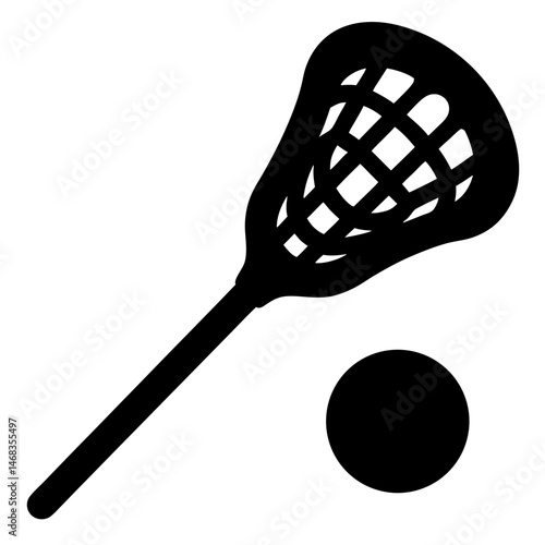 Lacrosse stick and ball illustration perfect for sports enthusiasts and athletic designs