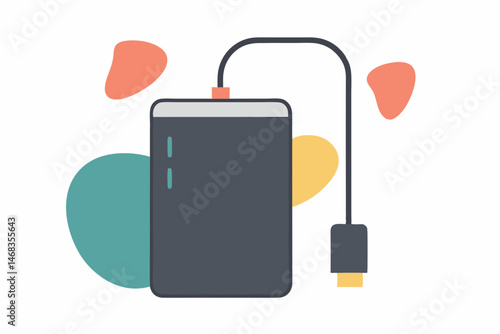 Portable power bank charging device with abstract background  