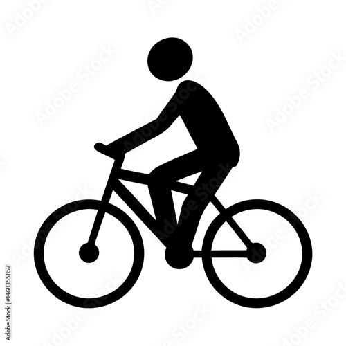 Stylized Silhouette Image of a Person Riding a Bicycle in Black