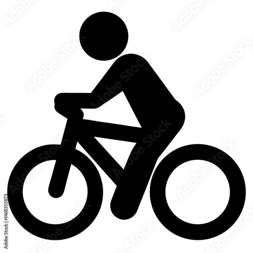 Simple stylized black and white bicycle with rider icon illustration design