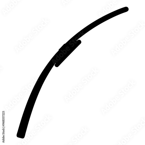 Silhouette of a modern frameless windshield wiper isolated against a white background