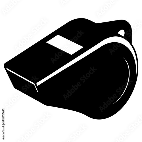 Black silhouette of a whistle commonly used in sports officiating or emergency