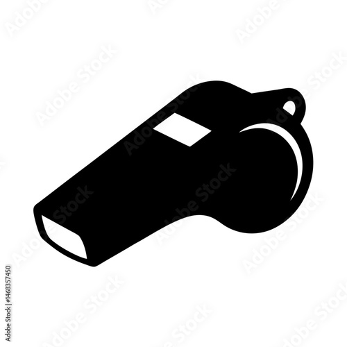 Black and white clip art illustration of a typical sports whistle