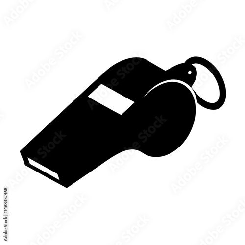 Black silhouette of a referee whistle, used for sports and safety