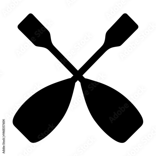 Black Crossed Oars Vector Illustration for Nautical Symbolism and Water Sports