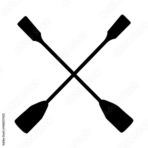 Crossed rowing paddles, representing teamwork, sportsmanship, and summer fun on the water
