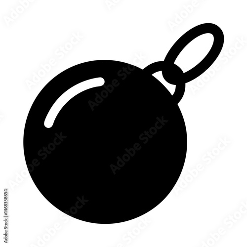 Isolated shot put ball icon with loop, sport equipment symbol, athletics item