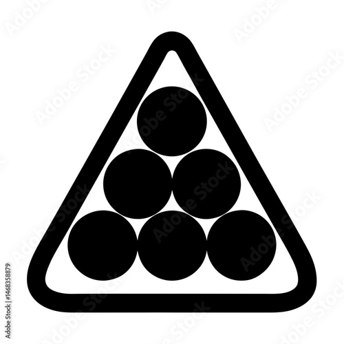Simple black and white vector image of a billiard ball triangle rack