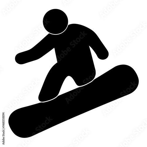 Stylized Silhouette of Snowboarder in Motion on White Background Displayed Vertically