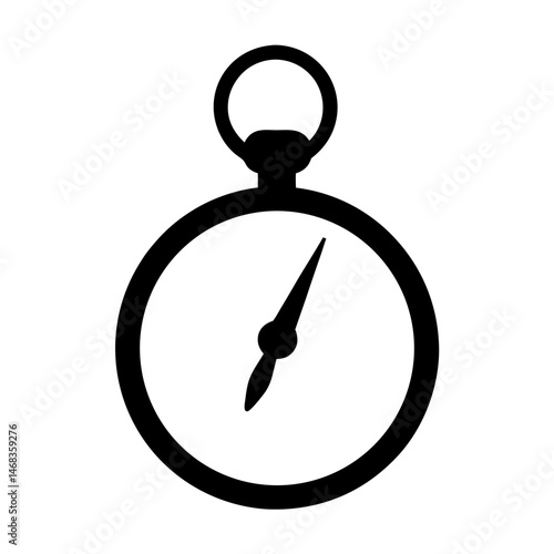 Simple stopwatch icon with short time interval and distinct features portrayed