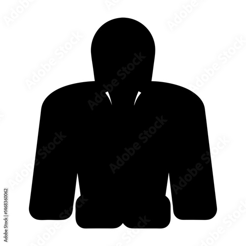 Silhouette of a hooded figure representing anonymity and mystery in black