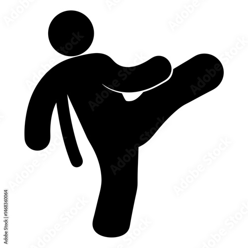 Silhouette martial artist performing a kicking technique with a raised leg