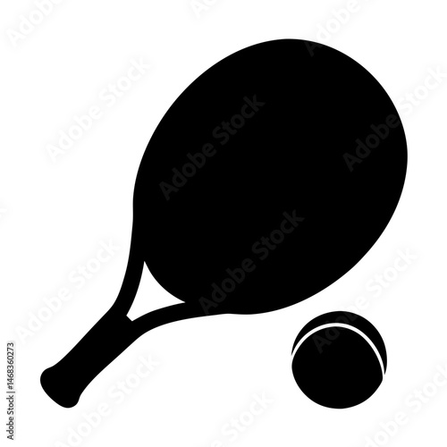 Silhouette of a Tennis Racket and Ball Ready for a Match