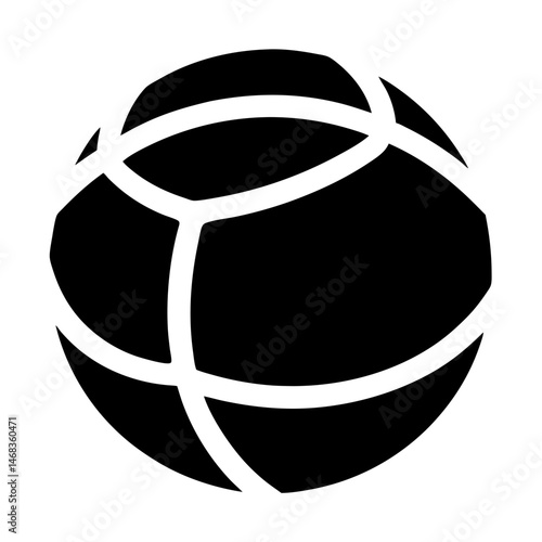 Stylized spherical object with white lines, abstract design suitable for logos