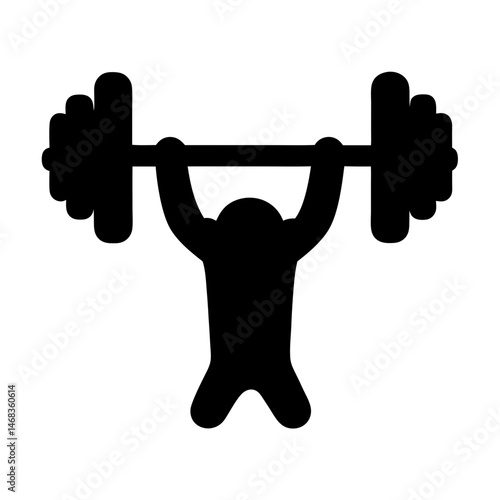 Silhouette of a weightlifter lifting barbell with both hands above head