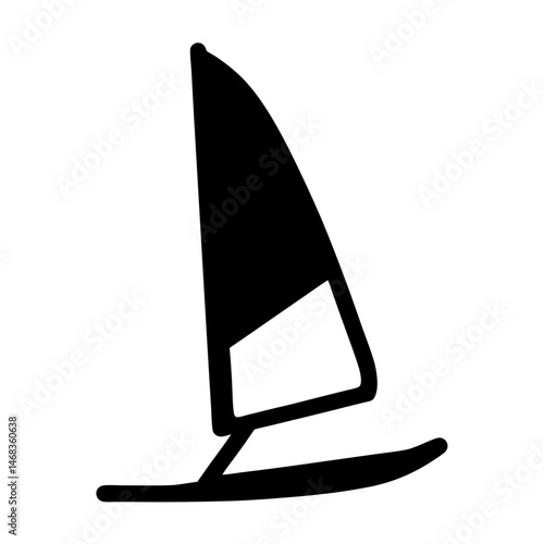 Minimalist Illustration of a Windsurfer Silhouetted Against a White Background for Design