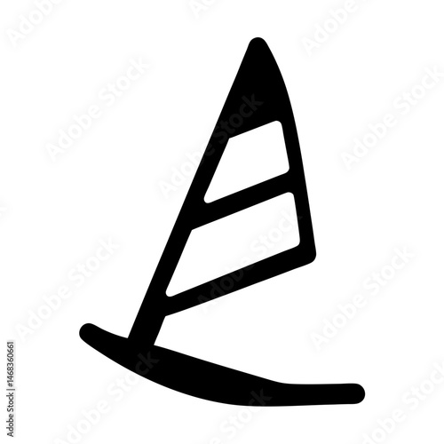 A bold icon of windsurfing sail representing a wind driven watercraft