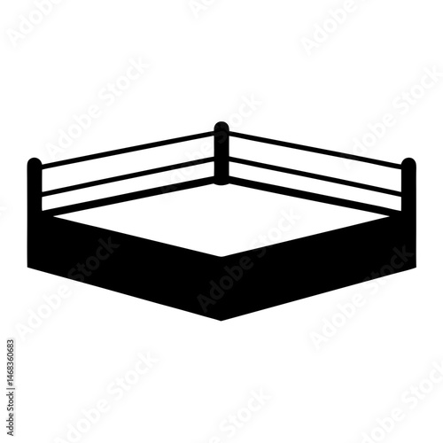 Isolated black silhouette of a boxing ring, ready for competition match