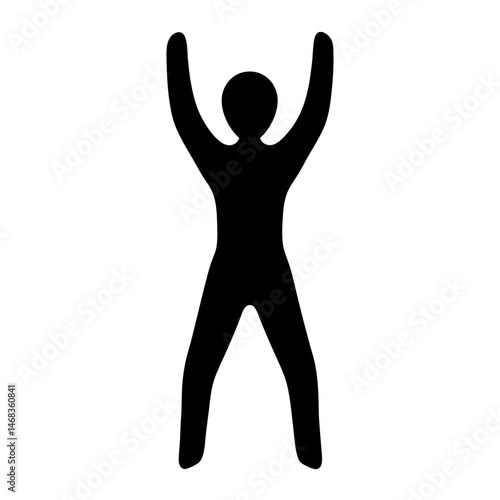 Silhouette of person with arms raised, celebrating success and positivity
