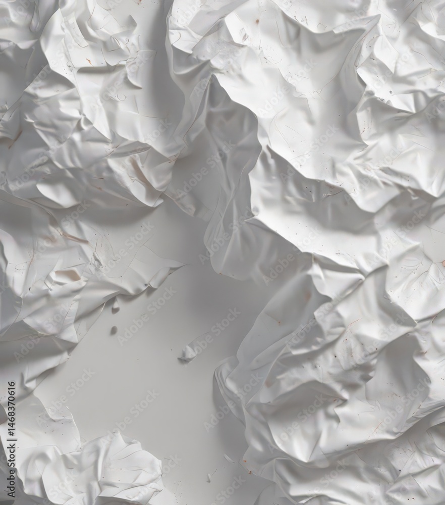 Fototapeta premium Textured white crumpled poster, creases and wrinkles visible , mockup, graphic