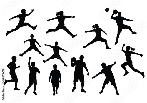 Physical education silhouette. This image showcases a dynamic pose symbolizing physical training, movement, and exercise, emphasizing health and fitness. Vector clipart illustration design.