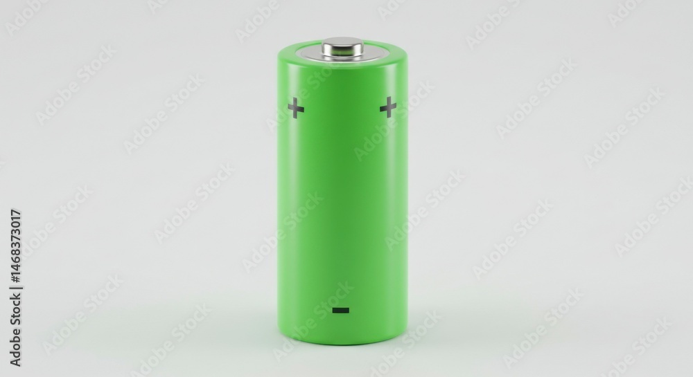 Green cylindrical battery, simple design Green cylindrical battery, simple design